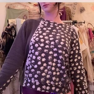 All Saints Gray and White Studded Patterned Sweatshirt Medium
